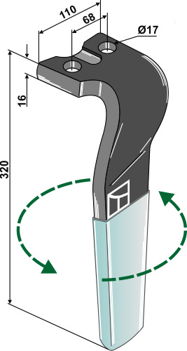 Kreiseleggenzinken (DURAFACE) 320mm, links, passend für Kuhn
