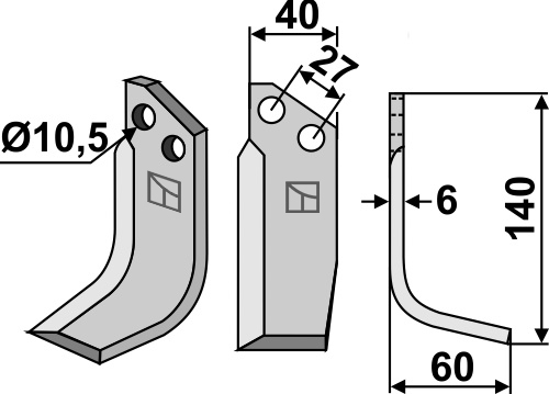 Fräsmesser 140x40mm, rechts, passend für S.E.P. und Valpadana