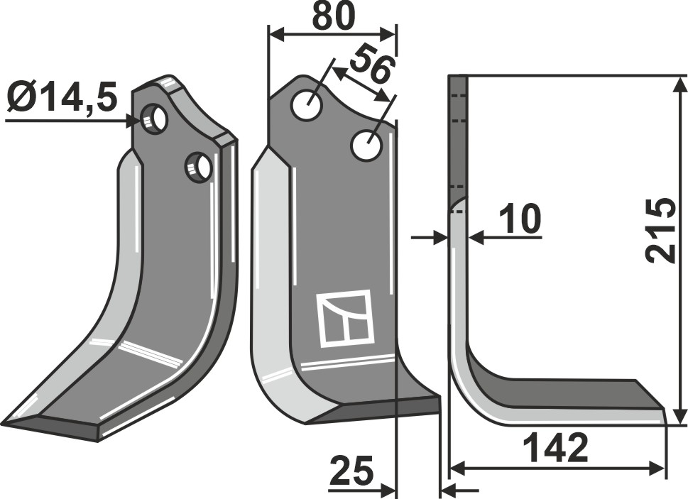Fräsmesser 215x80mm, rechts, passend für Maschio/Gaspardo