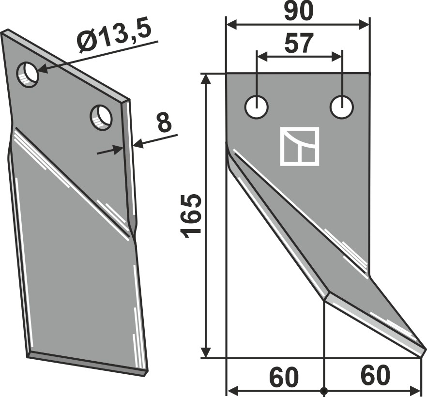 Rotorzinken 210x90mm, rechts, passend für Rotadairon