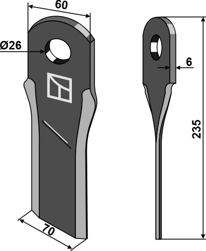 Gedrehtes Messer 225x60 mm, passend für Energreen