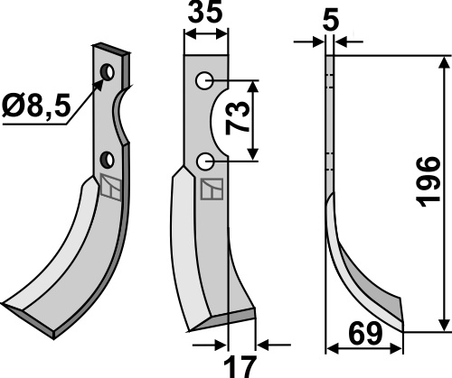 Fräsmesser 196x35mm, rechts, passend für Eurosystem