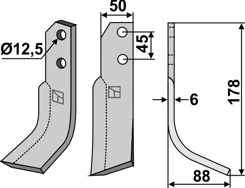 Fräsmesser 178x50mm, rechts, passend für CarraroAntonio