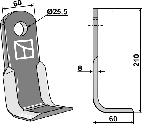 Winkelmesser 210x60 mm, passend für Maschio, Gaspardo und mehr