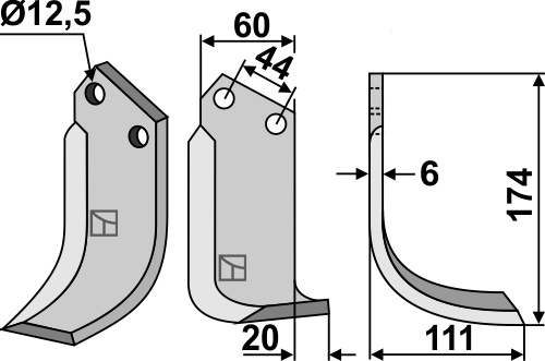 Fräsmesser 174x60mm, rechts, passend für Celli