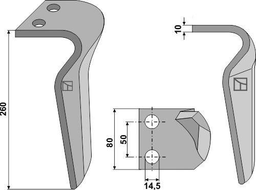 Kreiseleggenzinken links 260 mm x 80 mm, passend für Alpego, Ortolan und mehr