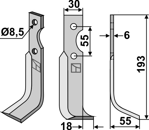 Fräsmesser 193x30mm, rechts, passend für B.C.S., Ferrari und mehr