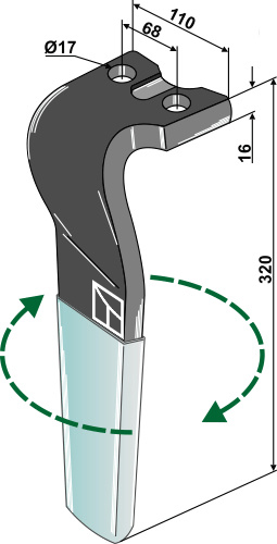 Kreiseleggenzinken (DURAFACE) 320mm, rechts, passend für Kuhn