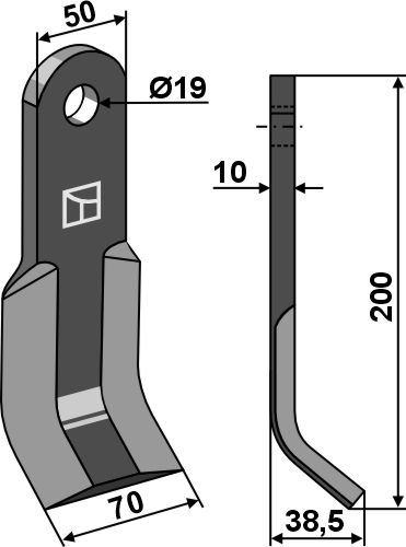Y-Messer 200x50 mm, passend für Kverneland und Maletti
