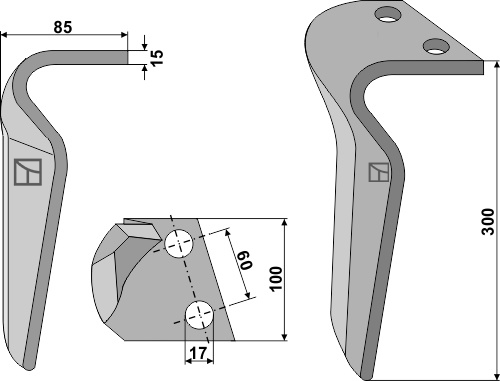 Kreiseleggenzinken rechts 300 mm x 100 mm, passend für Breviglieri