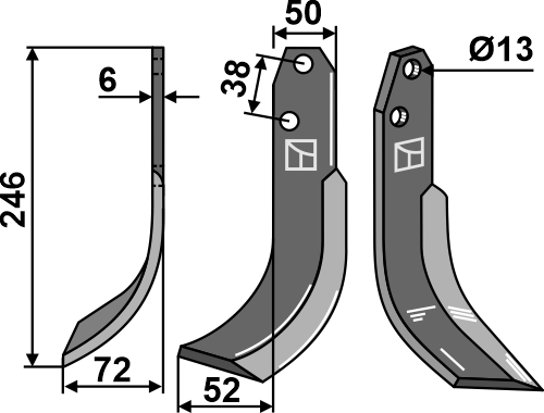 Fräsmesser 246x50mm, links, passend für Valpadana