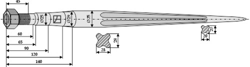 Zinken für Frontlader 820 mm, passend für Faucheux und Agram