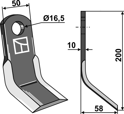 Y-Messer 200x50 mm, passend für Kverneland, Maletii und mehr
