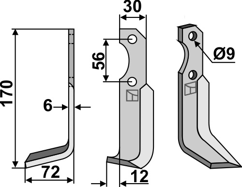 Fräsmesser 170x30mm, links, passend für Bertolini