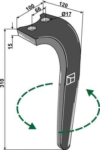 Kreiseleggenzinken links 310 mm x 100 mm, passend für Emy-Elenfer, Rabe und mehr