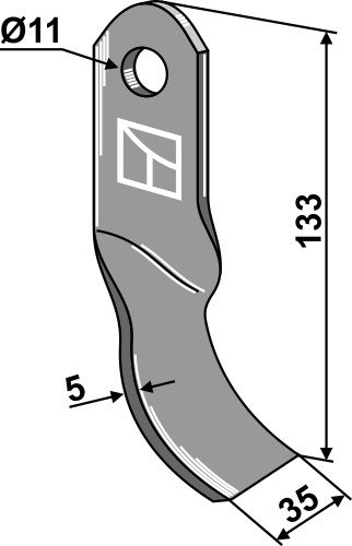 Gedrehtes-Messer 133x35 mm, passend für Maletti und Kverneland