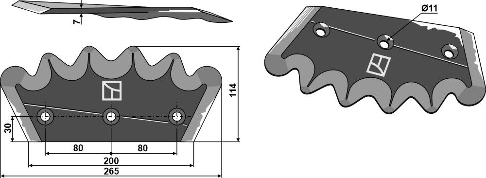 Messer für Futtermischwagen - Hartmetallbeschichtet, rechts, passend für Pagliari