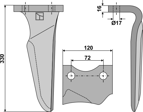 Kreiseleggenzinken links 330 mm x 120 mm, passend für Vogelu.Noot und Niemeyer