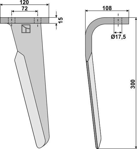 Kreiseleggenzinken links 300 mm x 120 mm, passend für Celli