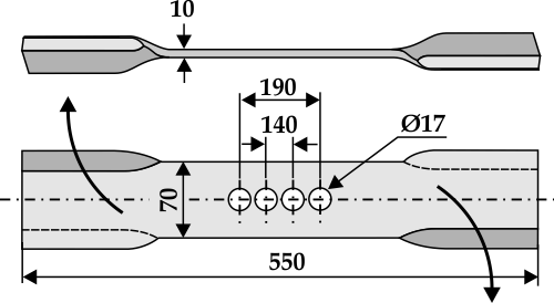 Mähermesser 550 mm - rechts, passend für Hermes