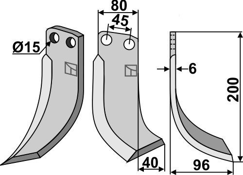 Fräsmesser 200x80mm, rechts, passend für Eberhardt
