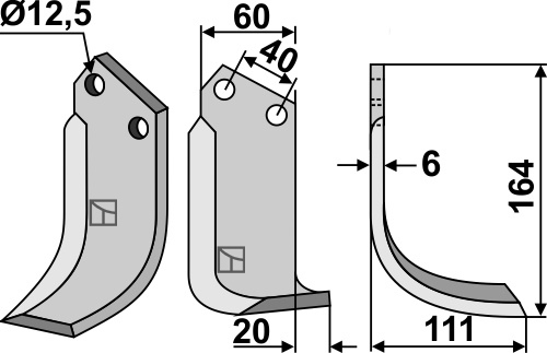 Fräsmesser 164x60mm, rechts, passend für Celli