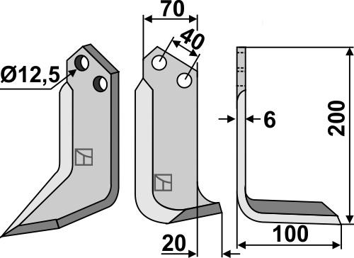 Fräsmesser 200x70mm, rechts, passend für Dondi