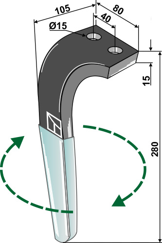 Kreiseleggenzinken (DURAFACE) 280mm, rechts, passend für Rabe