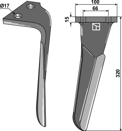 Kreiseleggenzinken rechts 320 mm x 100 mm, passend für Emy-Elenfer und Aio