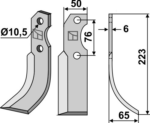 Fräsmesser 223x50mm, rechts, passend für Barbieri