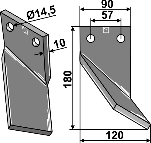 Rotorzinken 180x90mm, rechts, passend für Comeb
