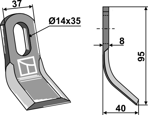 Y-Messer 95x37 mm, passend für Bomford, Mulag und mehr