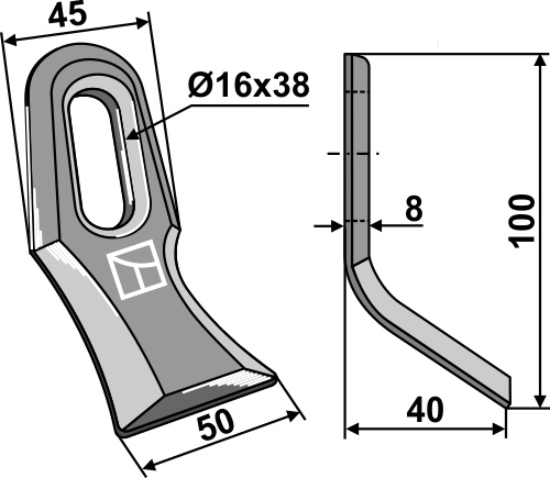 Y-Messer 100x45 mm, passend für Bomford, Noremat und mehr