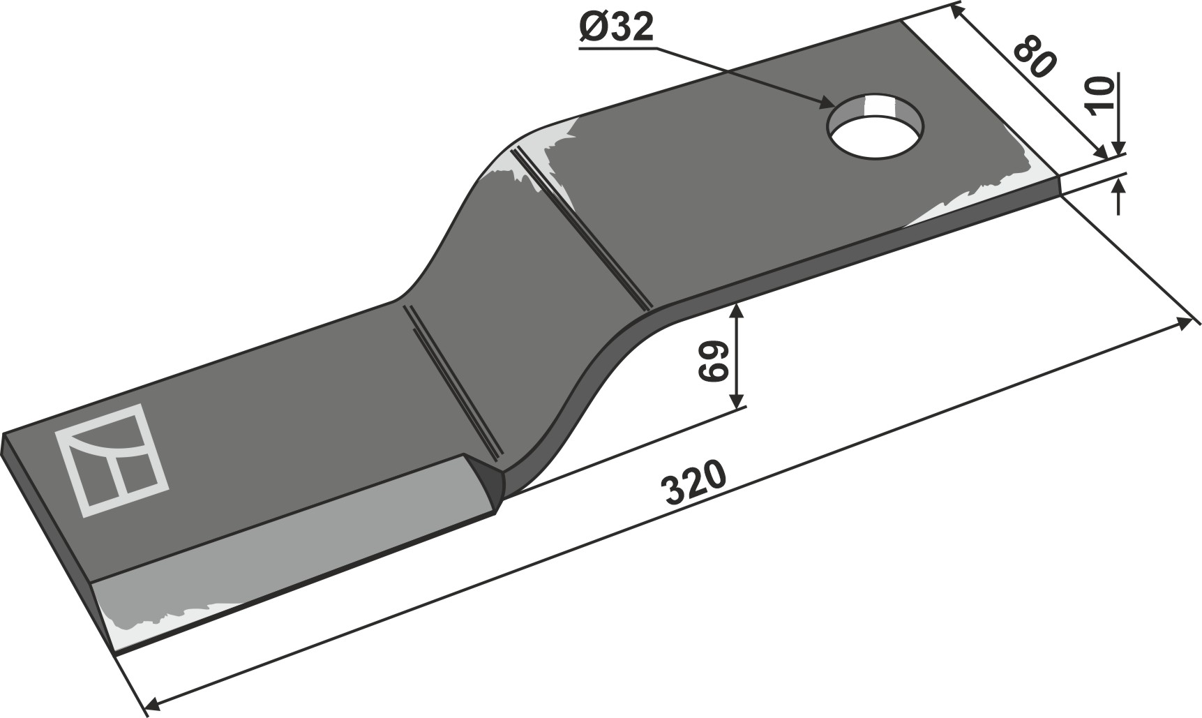Schlegel 320x80 mm, passend für Howard und Kongskilde