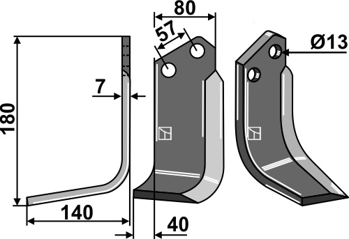 Fräsmesser 180x80mm, links, passend für Agrator und Agric