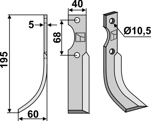 Fräsmesser 195x40mm, links, passend für Barbieri