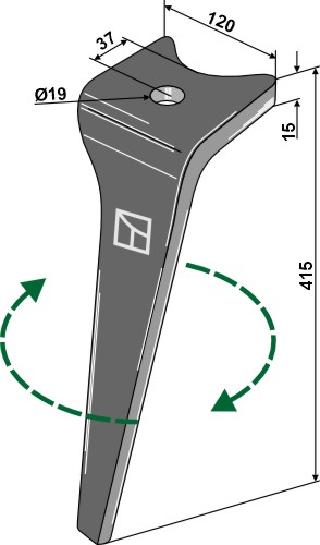 Kreiseleggenzinken rechts 415 mm x 120 mm, passend für Amazone