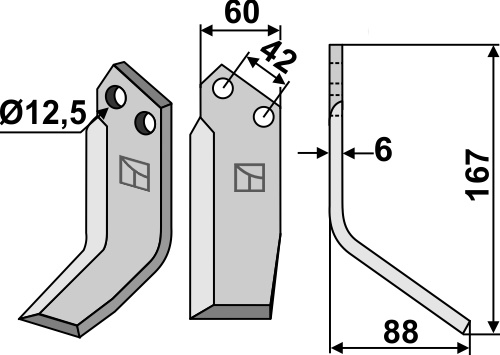 Fräsmesser 167x60mm, rechts, passend für Pasquali