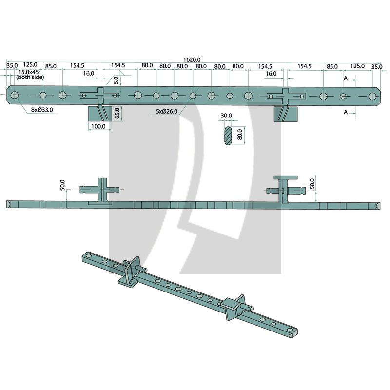 Ackerschiene nicht verdrehbar 1620 mm