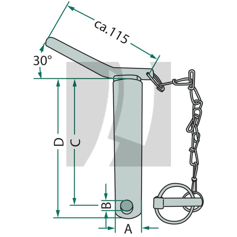 Unterlenkerbolzen mit Kette 175 mm