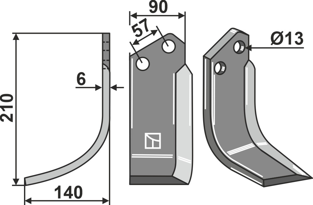 Fräsmesser 210x90mm, links, passend für Howard