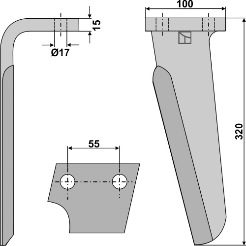 Kreiseleggenzinken, links 320 mm x 100 mm, passend für Perugini