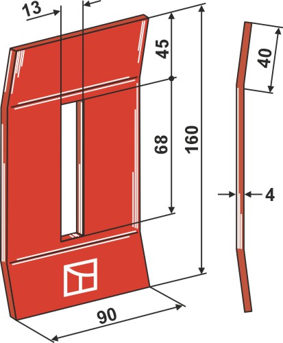 Abstreiferblech für Packerwalzen 160 x 90 mm, passend für Kverneland und Maletti