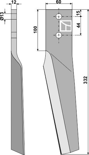 Kreiseleggenzinken rechts 332 mm x 60 mm, passend für Falc, Machio und mehr