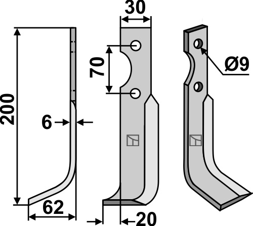 Fräsmesser 200x30mm, links, passend für Honda