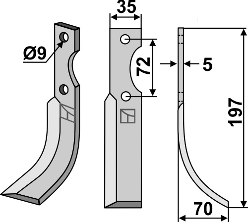 Fräsmesser 197x35mm, rechts, passend für NibbiDecimo