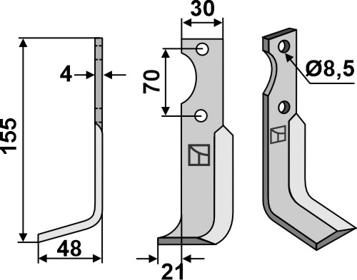 Fräsmesser 155x30mm, links, passend für Agria