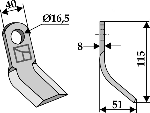 Y-Messer 115x40 mm, passend für agricom, Falconero und mehr