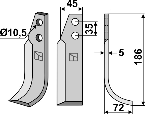 Fräsmesser 186x45mm, rechts, passend für NibbiDecimo