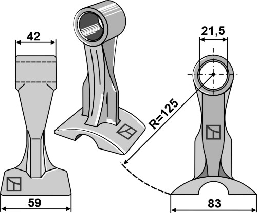 Hammerschlegel 59x42 mm, passend für Lagarde